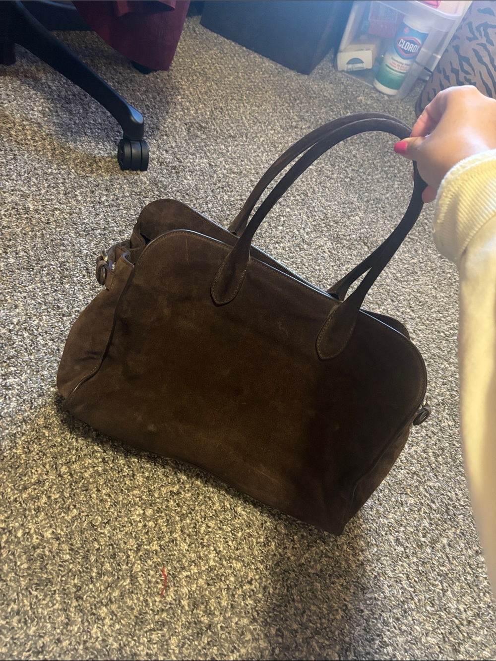 Brown Suede Leather Tote